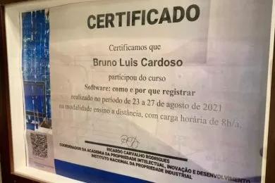 Conclusão de curso do INPI sobre registro de software